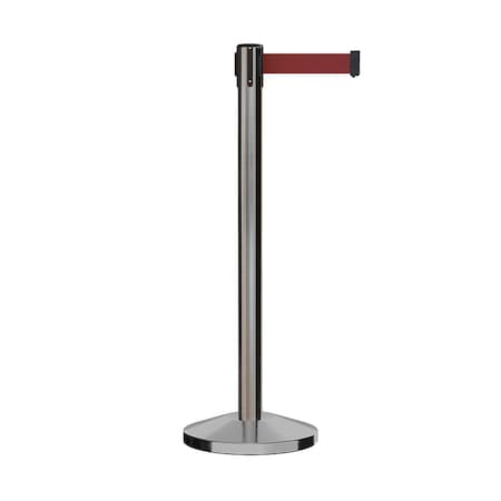 Montour Line Stanchion Belt Barrier Sat.Steel Post 11ft. Maroon Belt ES400-SS-MN-110